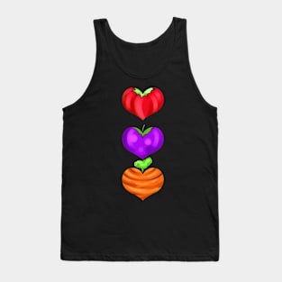 Tomato, Eggplant And Carrot As Hearts - Go Vegan Tank Top